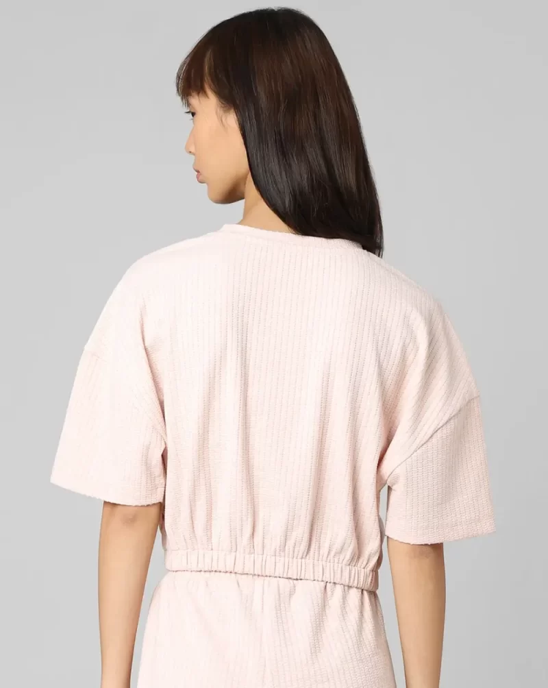 BEIGE TEXTURED CROPPED CO-ORD SWEATSHIRT