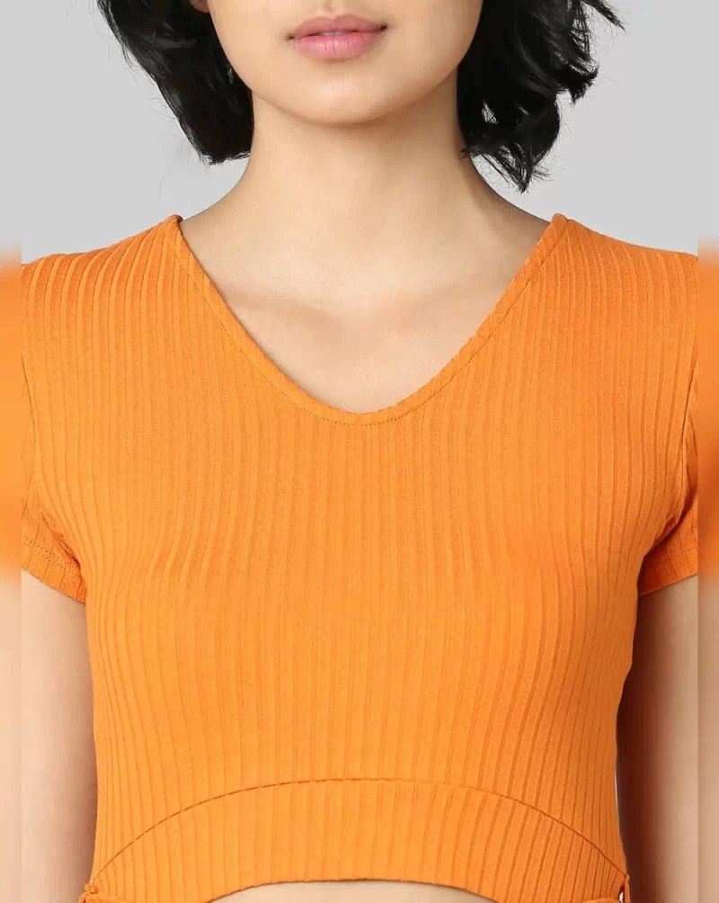 ORANGE TIE-UP CROPPED T-SHIRT
