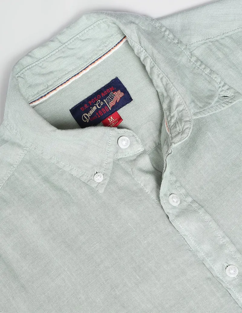 Linen Solid Laundered Shirt