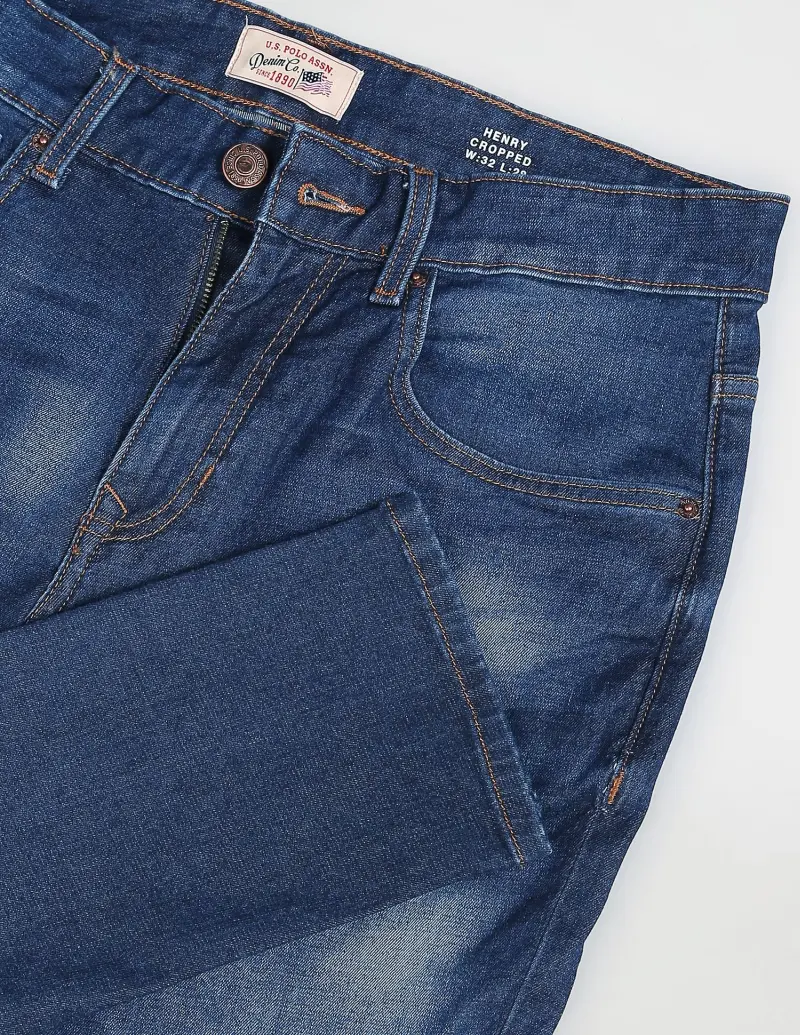 Stone Wash Mid Rise Jeans