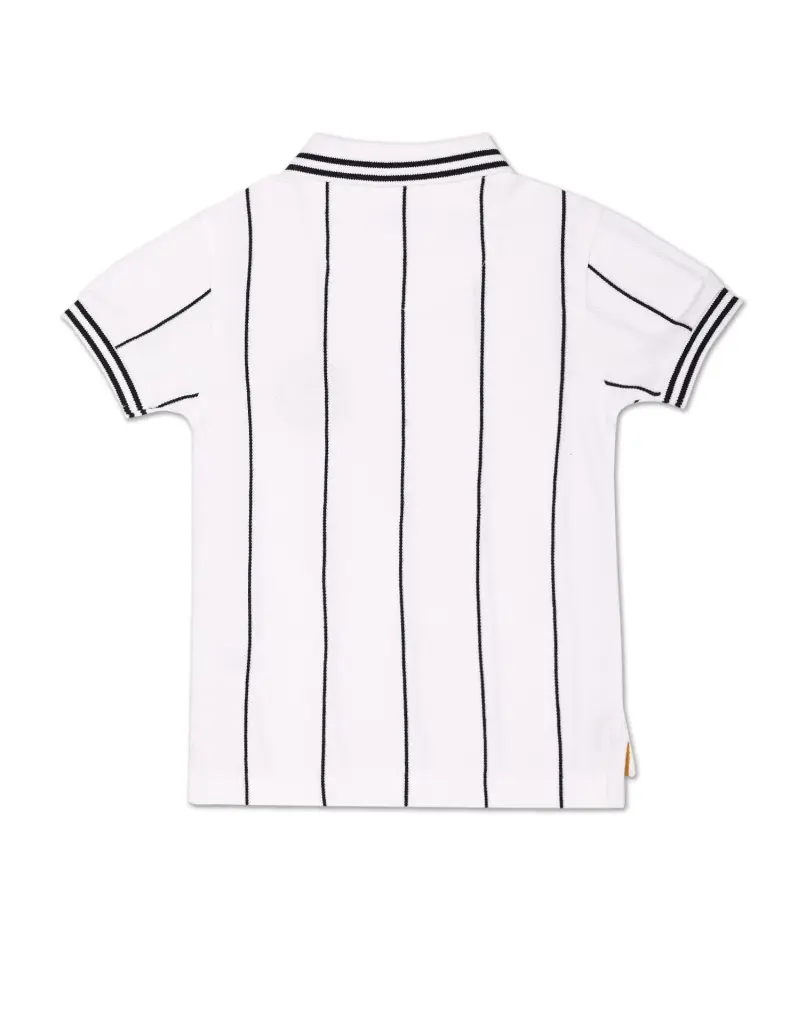 Vertical Stripe Cotton Polo Shirt