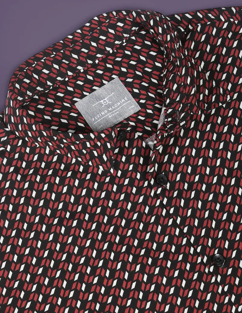 Geometric Print Viscose Casual Shirt