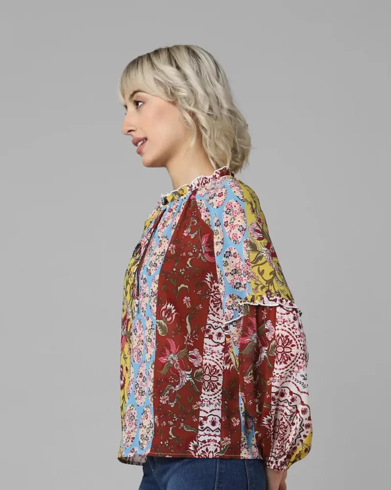 BROWN FLORAL PRINT TOP