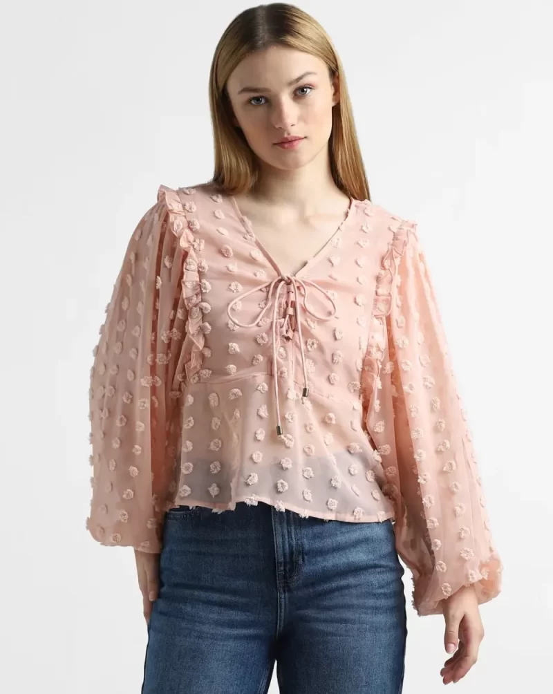 PINK DOBBY TOP