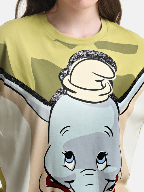 Dumbo Graphic Print T-Shirt With Sequin