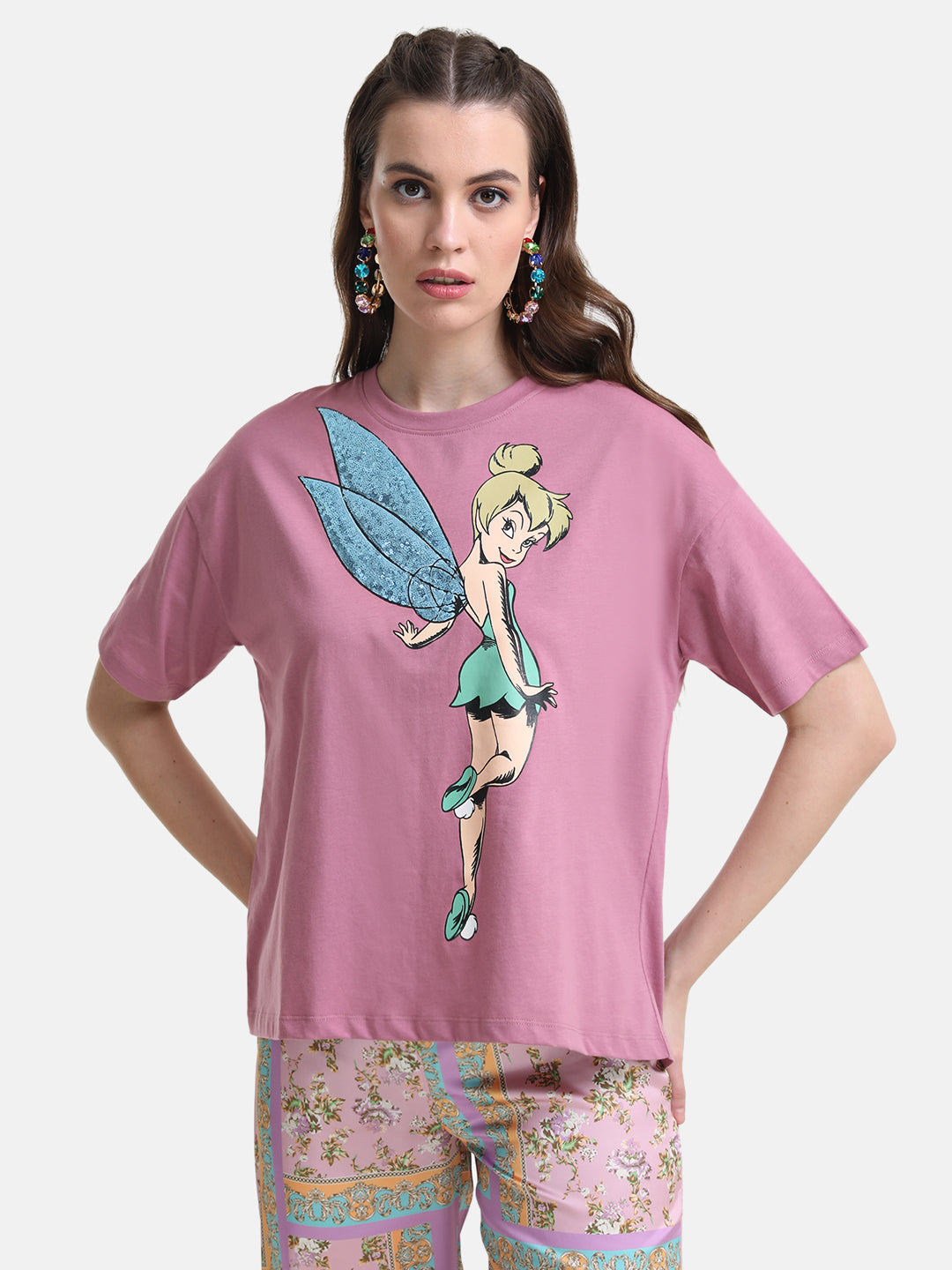 Tinkerbell Printed Graphic T-Shirt With Sequin