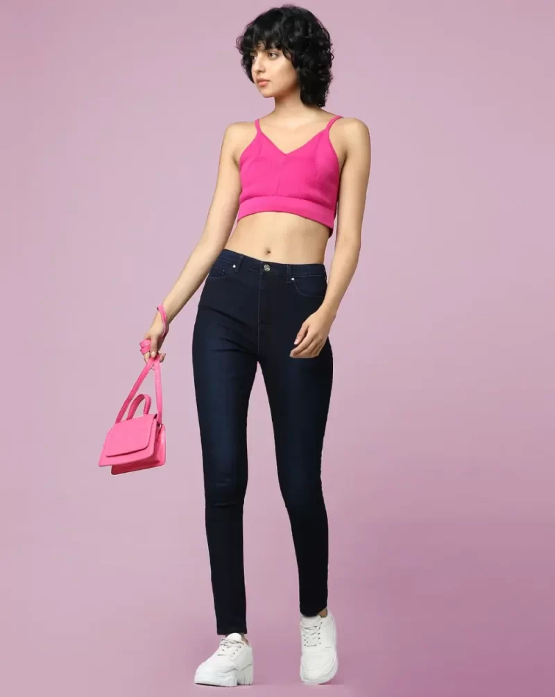 DARK BLUE HIGH RISE SKINNY JEANS