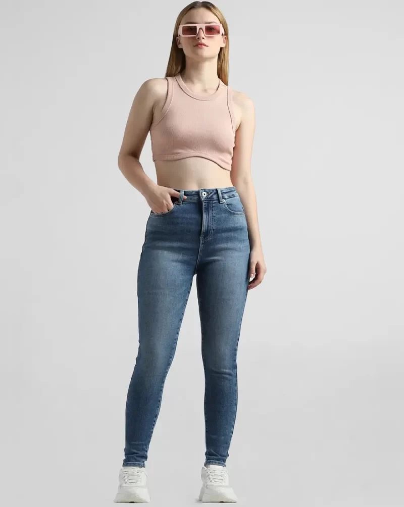 BLUE HIGH RISE SKINNY JEANS