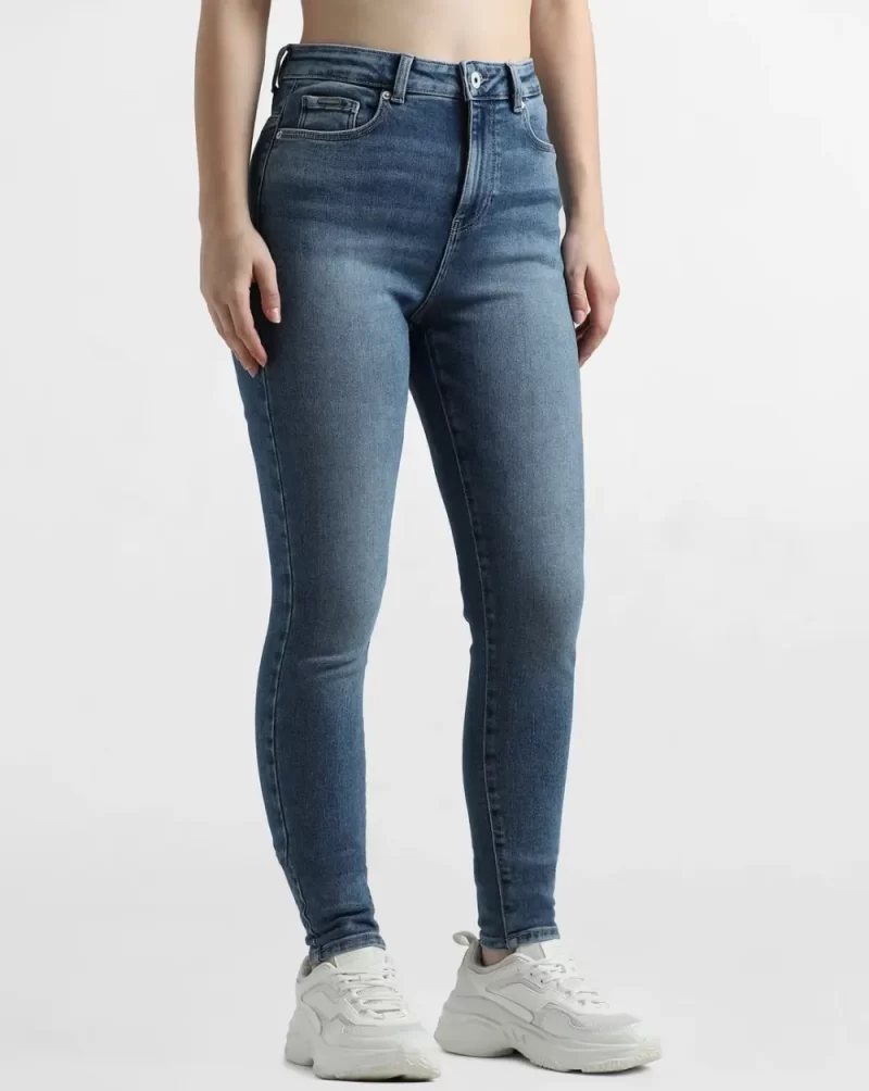 BLUE HIGH RISE SKINNY JEANS