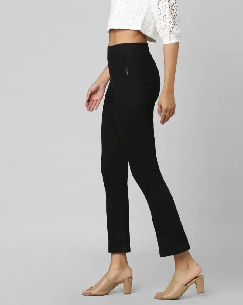 BLACK HIGH RISE FLARED JEGGINGS