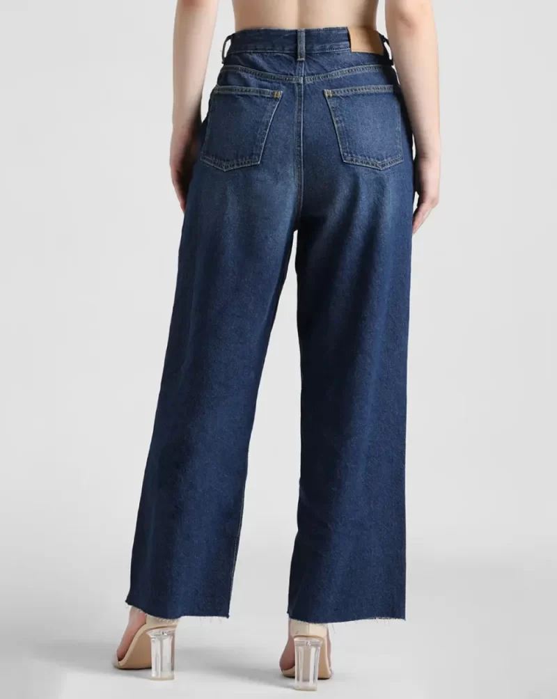 BLUE WIDE LEG CROPPED JEANS