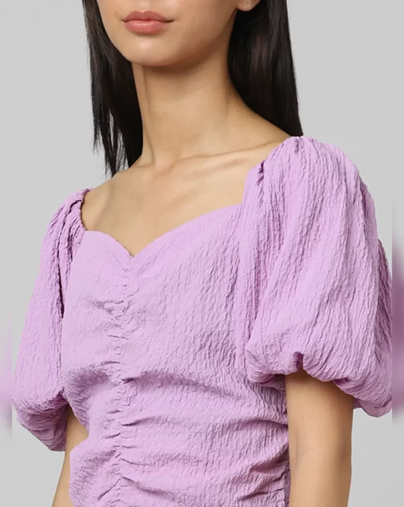 PURPLE TEXTURED CROPPED TOP