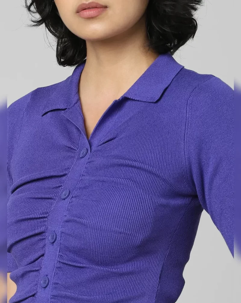 VIOLET KNITTED POLO TOP