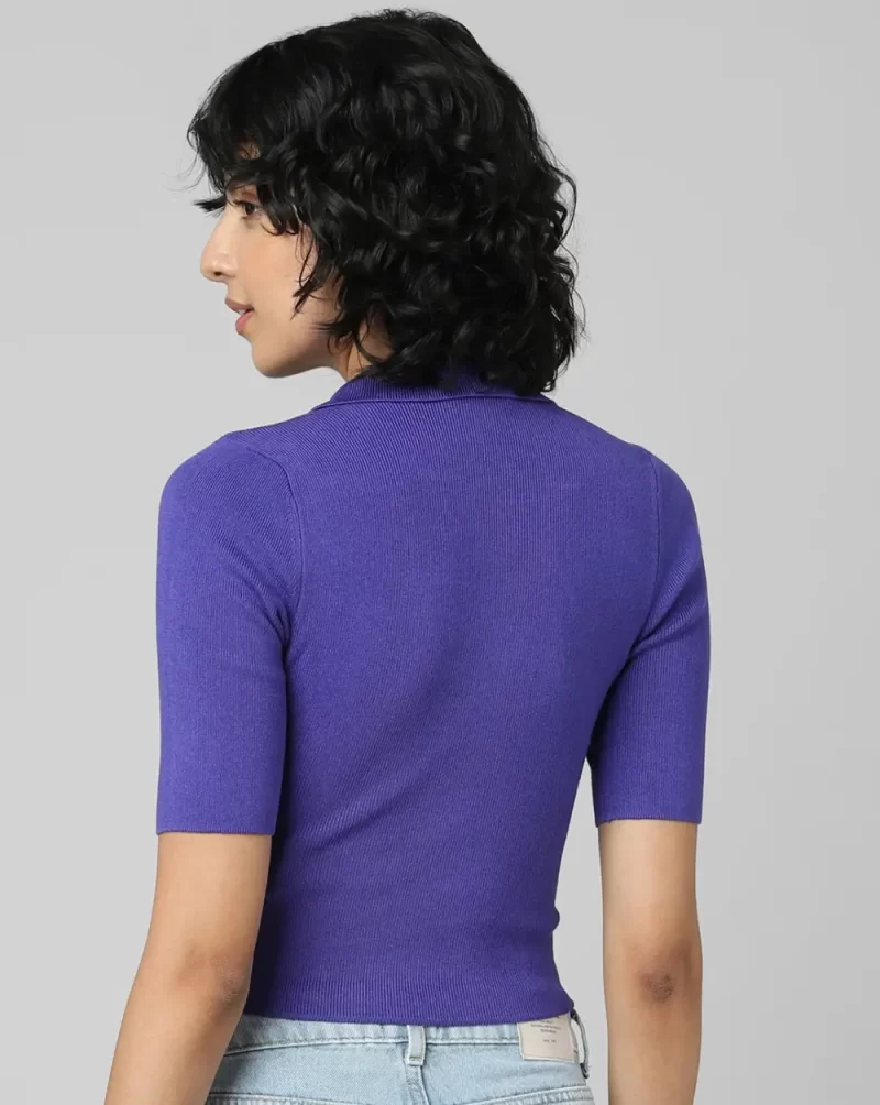 VIOLET KNITTED POLO TOP