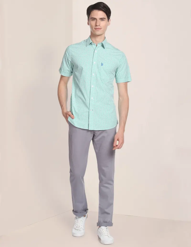 Gingham Check Pinpoint Oxford Casual Shirt