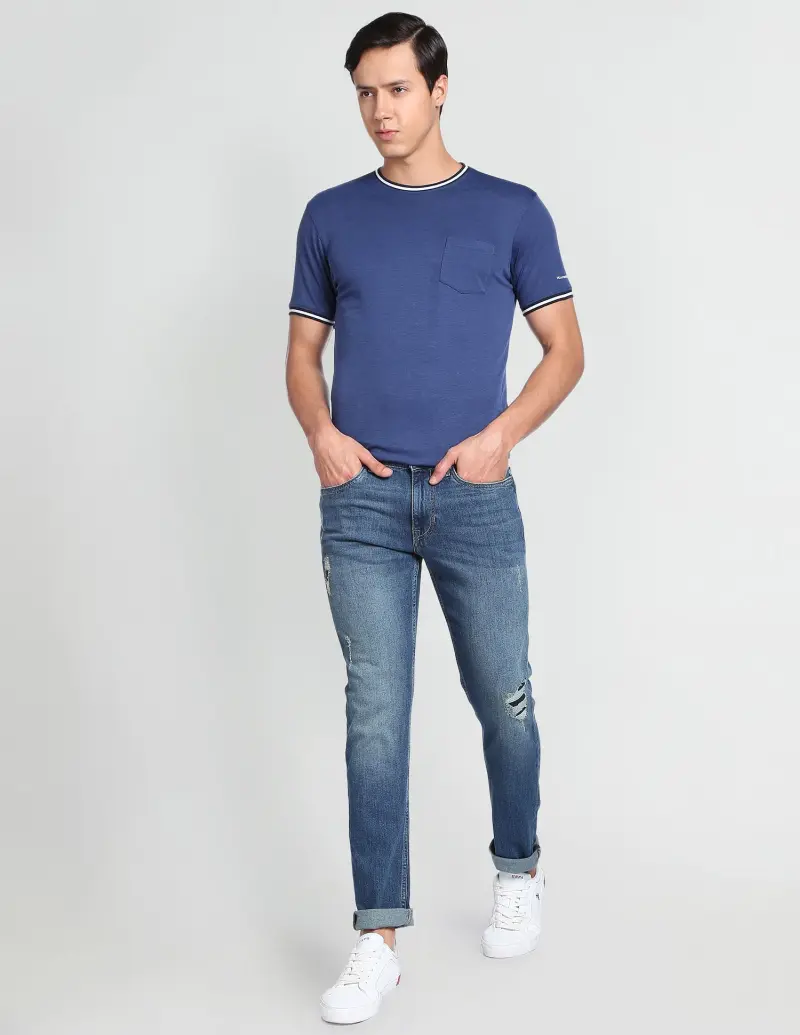 Henry Cropped Distressed Mid Rise Jeans