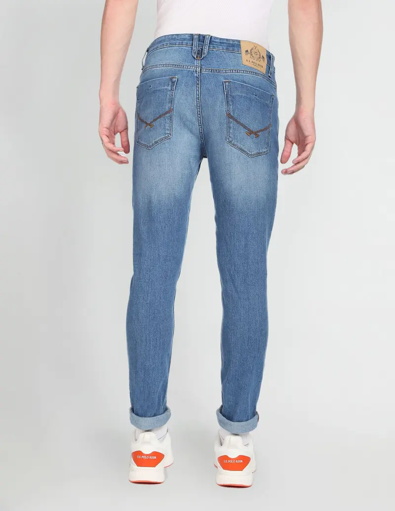 Mid Rise Stone Wash Jeans