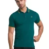 BEING HUMAN REGULAR FIT MENS POLO NECK T-SHIRTS -FOREST GREEN