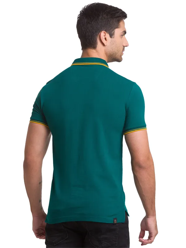 BEING HUMAN REGULAR FIT MENS POLO NECK T-SHIRTS -FOREST GREEN