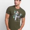 BEING HUMAN MENS CREW NECK T-SHIRTS -DK.OLIVE