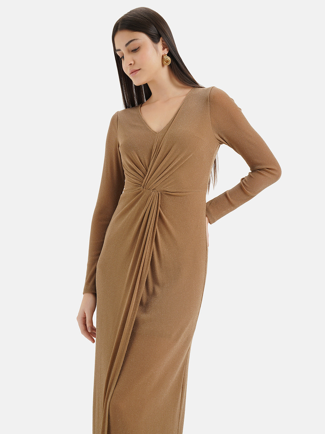 Front Knot Maxi Dress With Slit