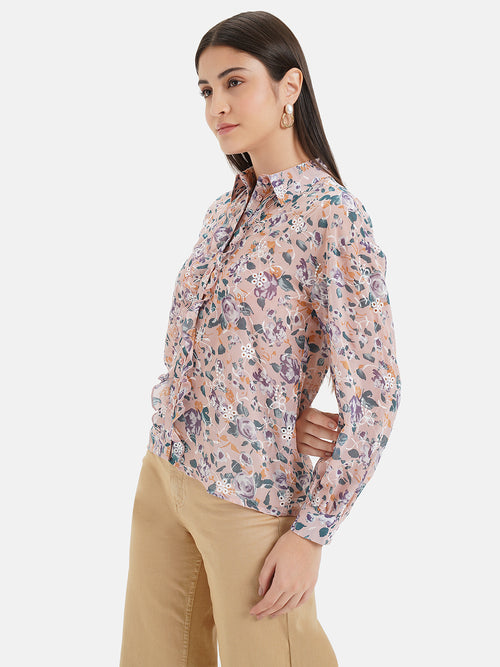 Frill Detailed Embroidered Shirt