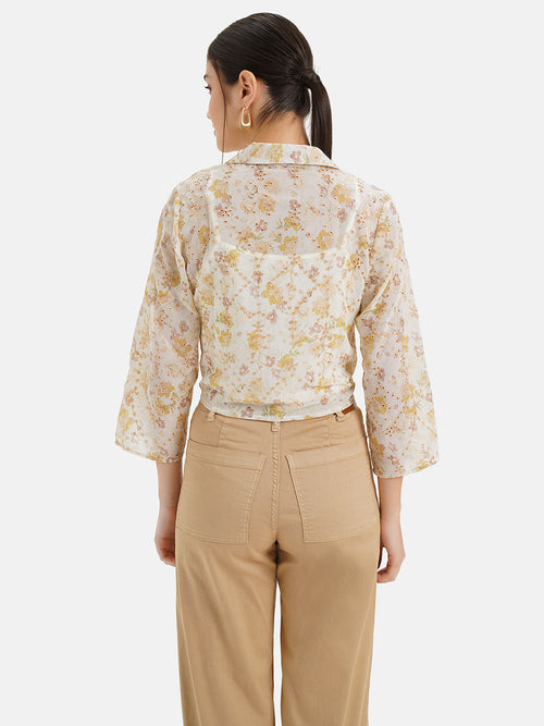 Embroidered Shirt With Knot Detail