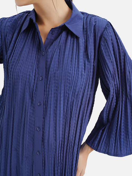 Pleated Crushed Shirt With Flared Sleeves