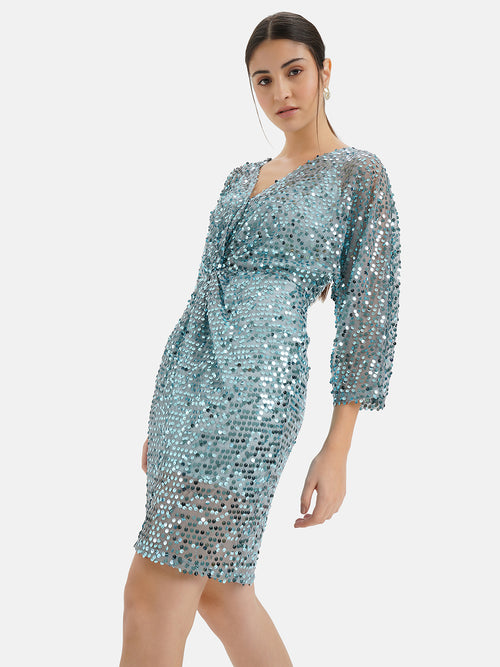 Front Knotted Sequined Dress
