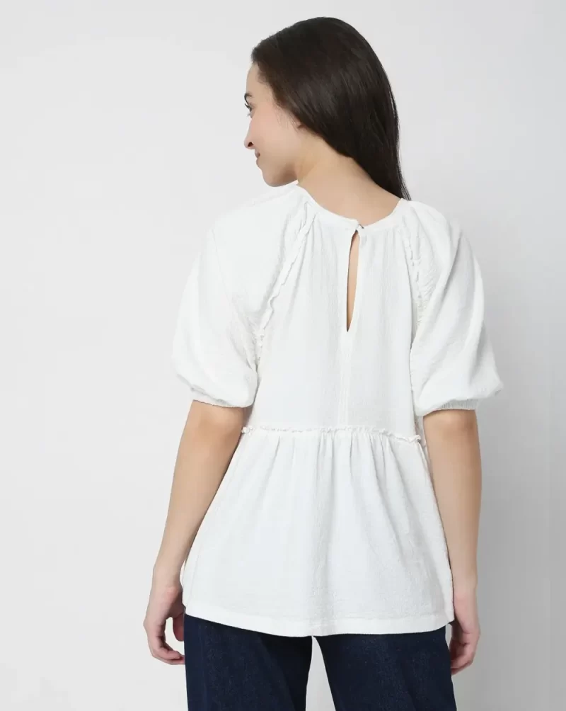 WHITE TEXTURED TOP
