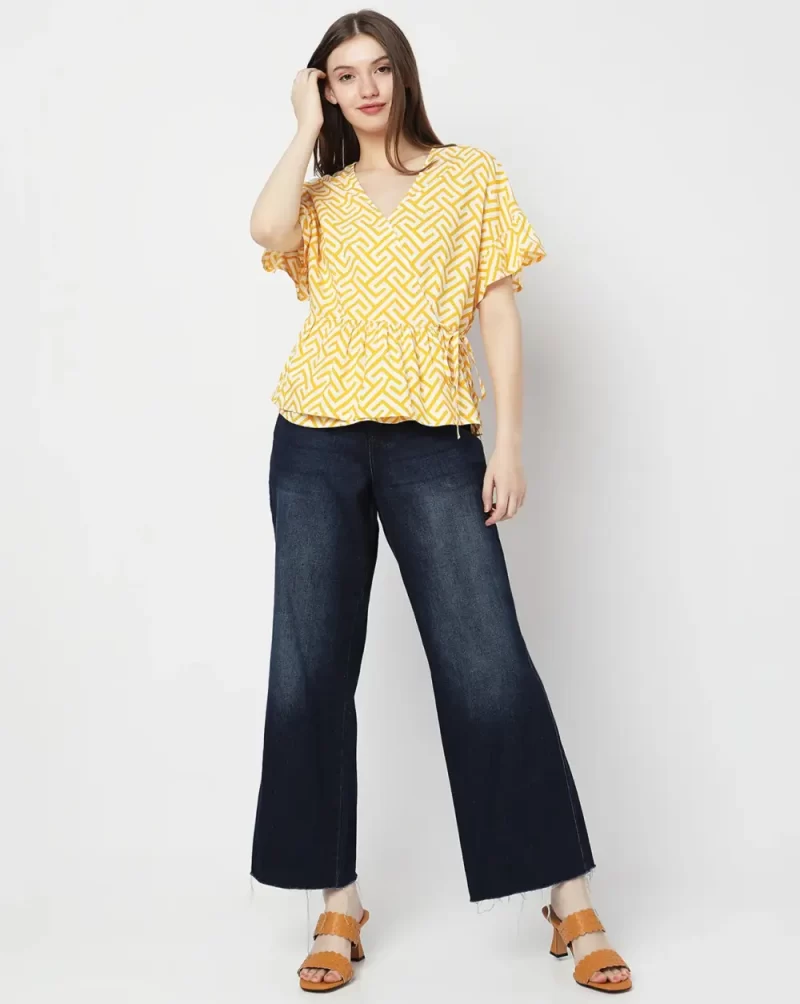 YELLOW PRINTED TOP