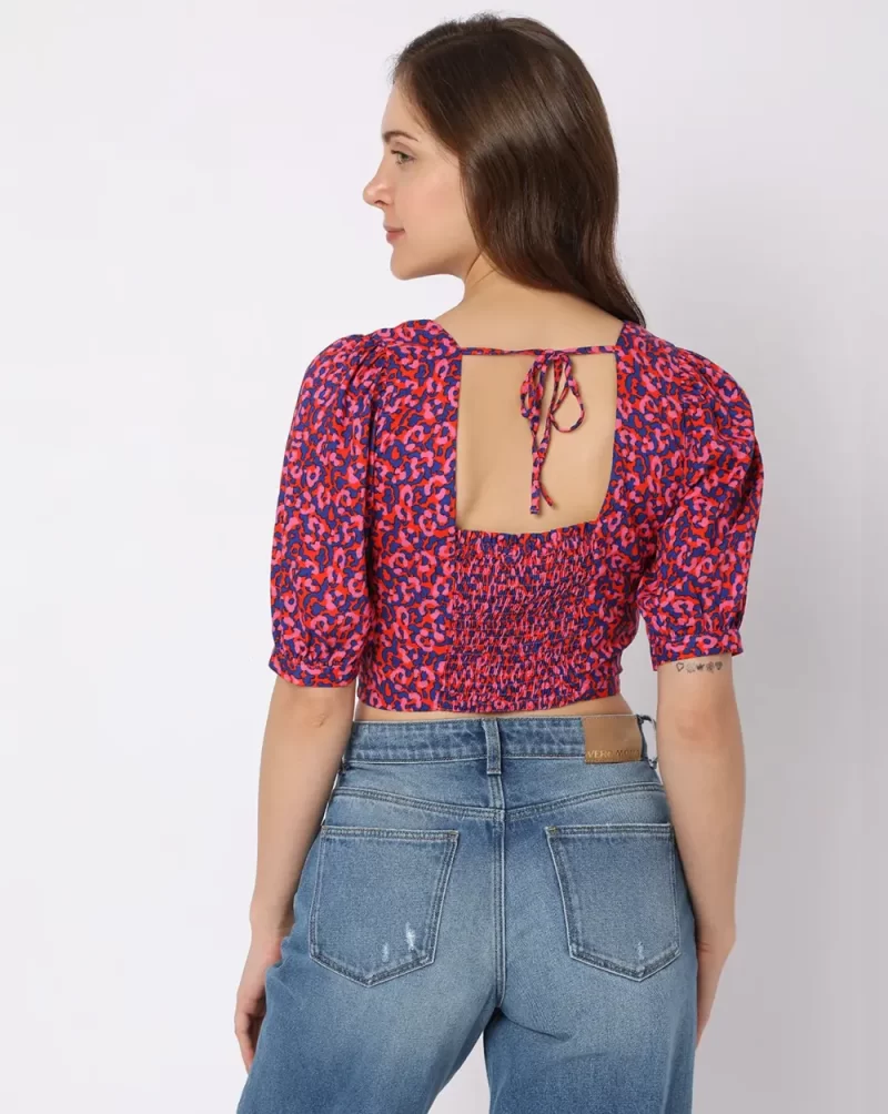 PINK FLORAL CROP-TOP