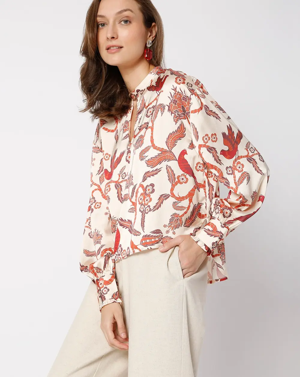 BEIGE ABSTRACT PRINT TOP