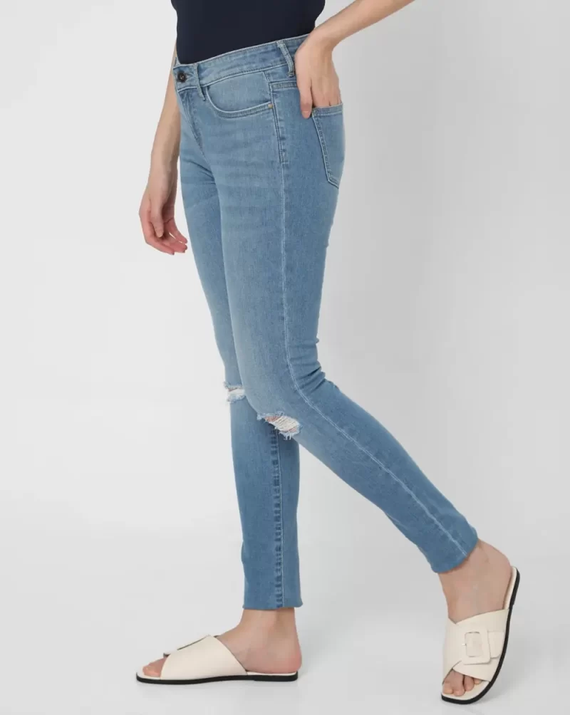 BLUE MID RISE SKINNY JEANS