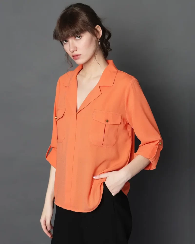 CORAL UTILITY POCKETS SHIRT