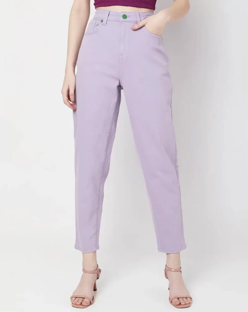 PURPLE HIGH RISE STRAIGHT FIT JEANS