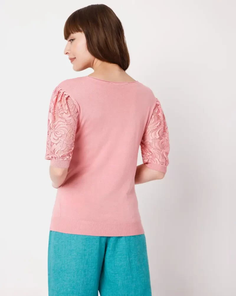 PINK LACE SLEEVES TOP