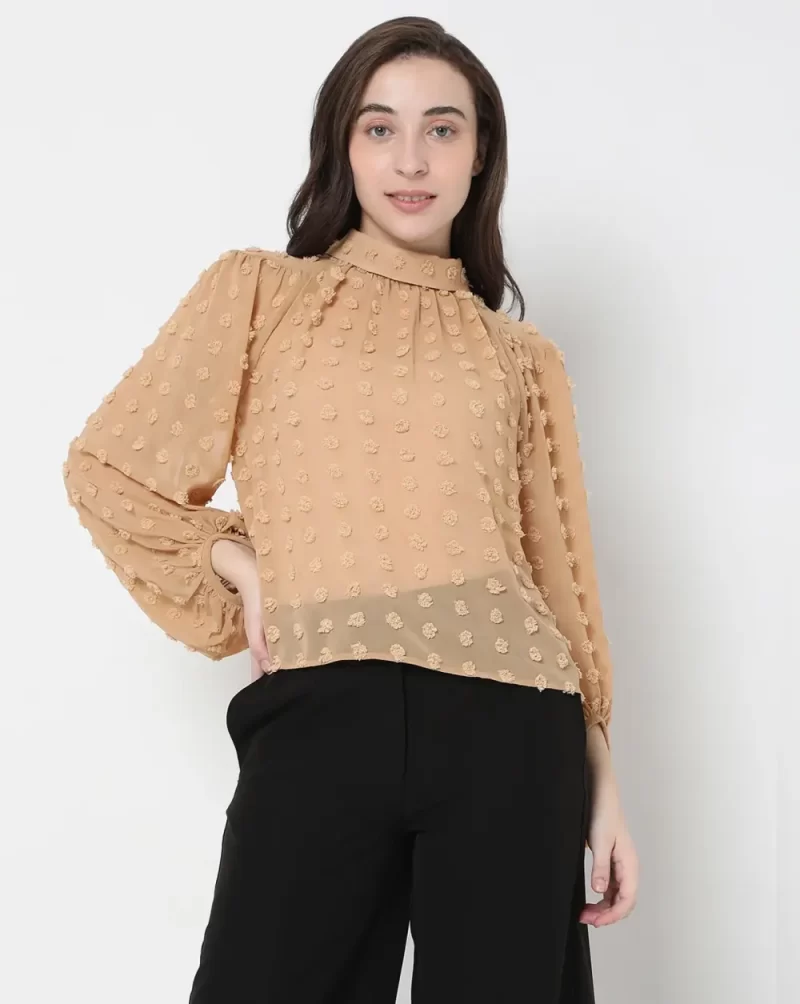 BROWN DOBBY TOP