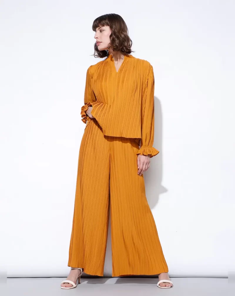 ORANGE HIGH RISE PLEATED PANTS