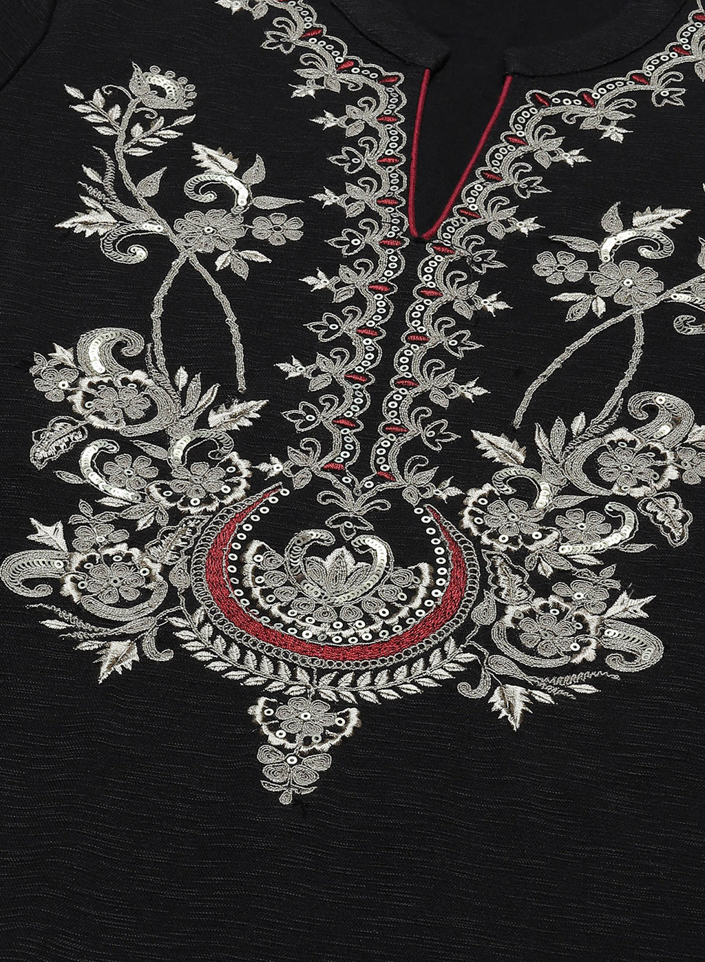 Charcoal Black Embroidered Kurta