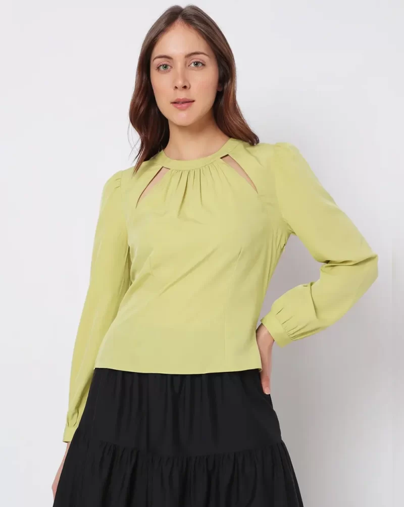 GREEN CUT-OUT TOP