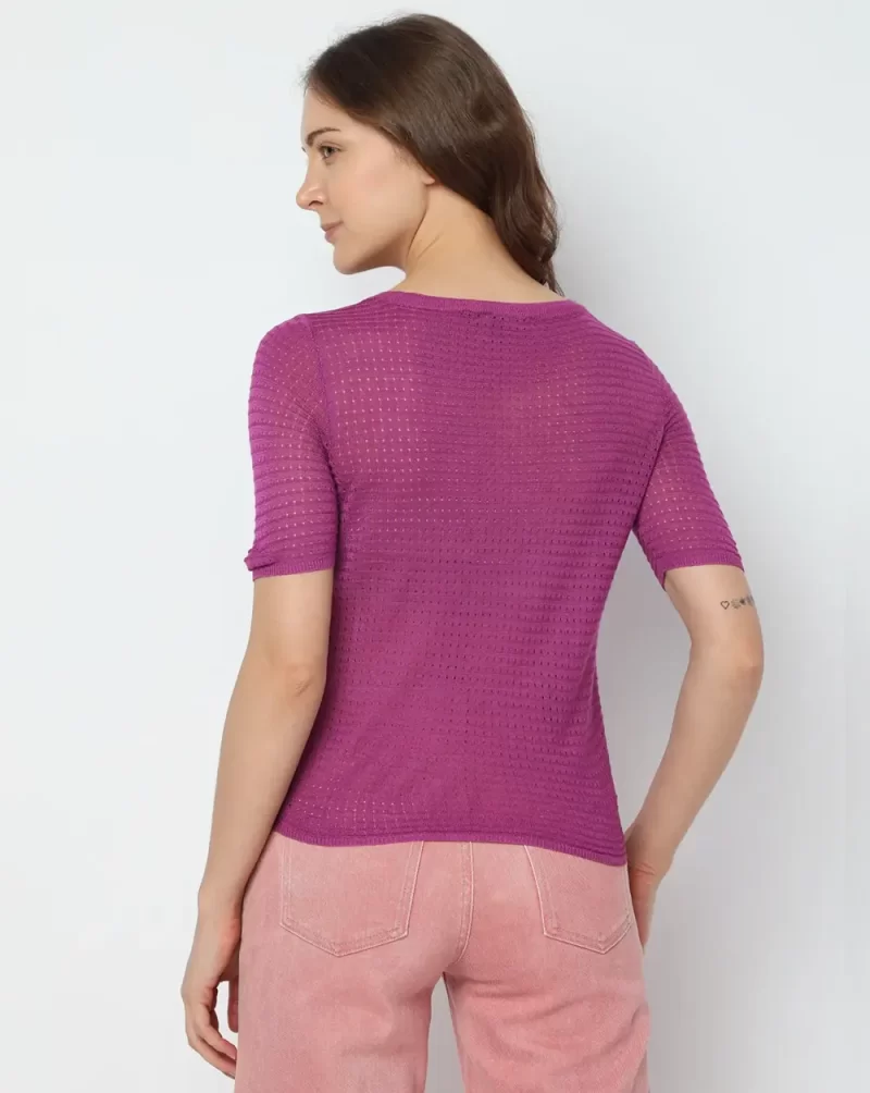 PURPLE TEXTURED KNIT TOP