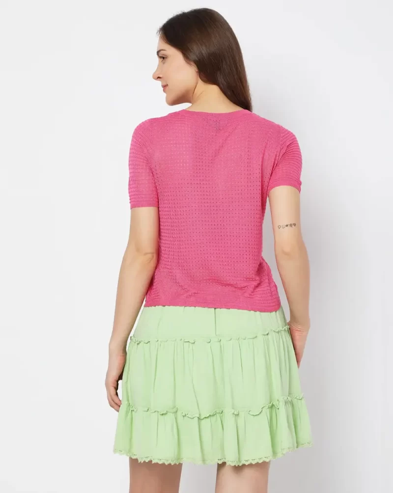 PINK TEXTURED KNIT TOP
