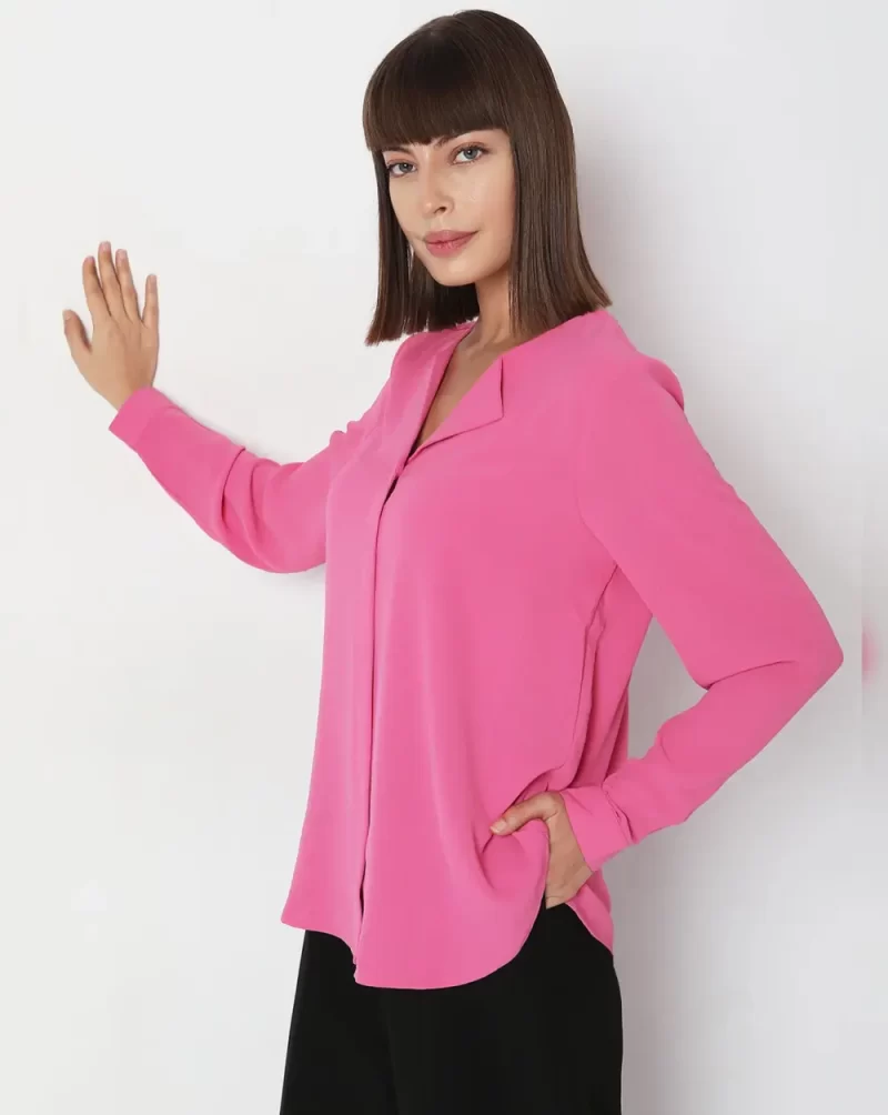 PINK FOLDED COLLAR TOP