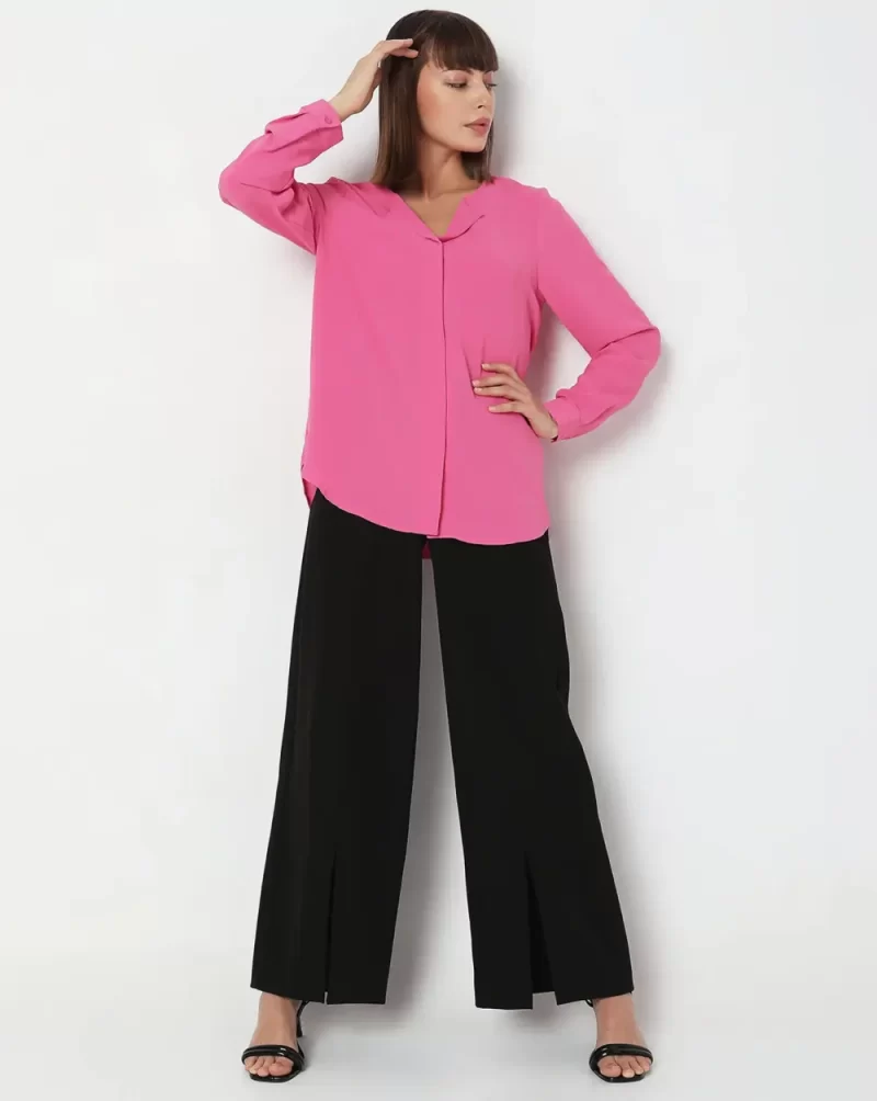 PINK FOLDED COLLAR TOP