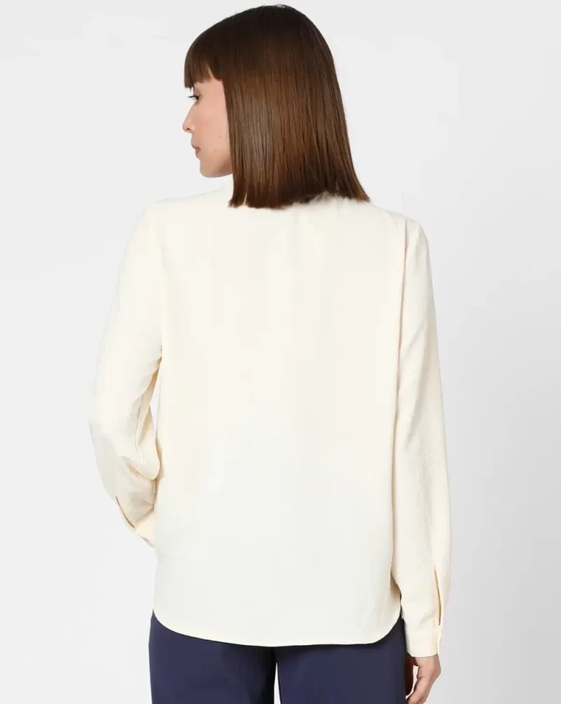 ECRU FOLDED COLLAR TOP