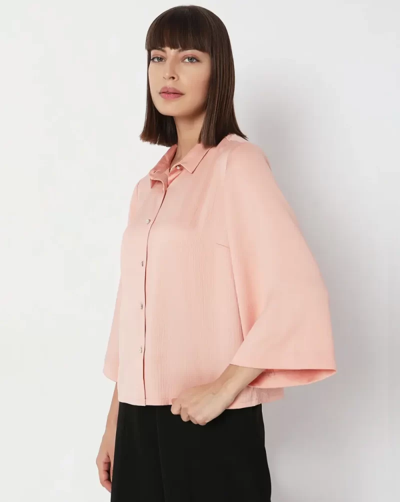 DULL PINK FLARED SLEEVES SHIRT