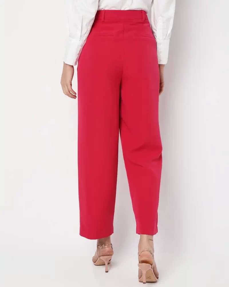 PINK HIGH RISE STRAIGHT FIT PANTS