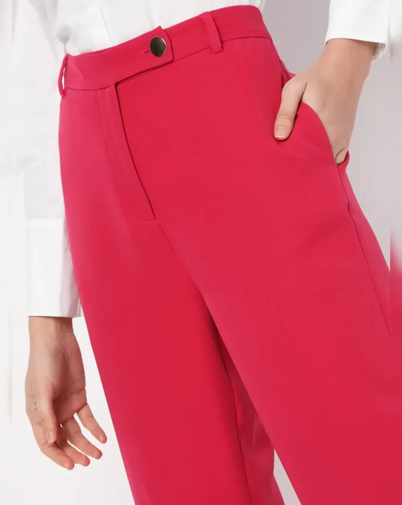 PINK HIGH RISE STRAIGHT FIT PANTS