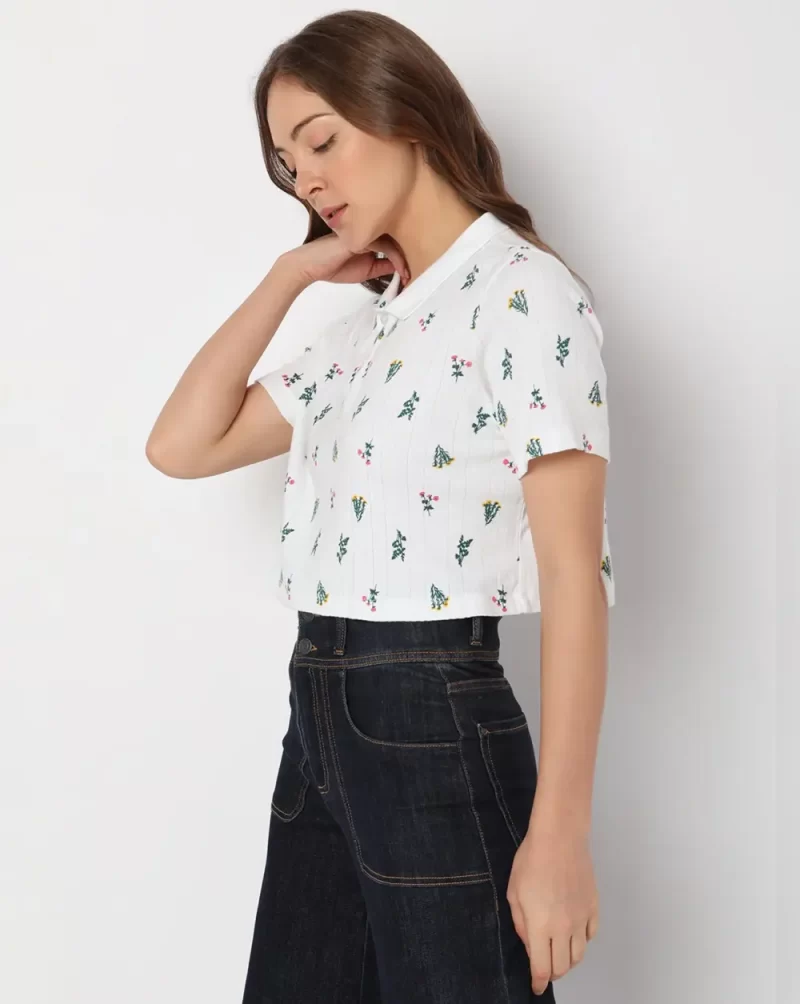 WHITE FLORAL PRINTED CROP TOP